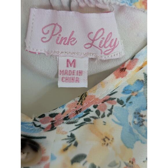 Pink Lilly Floral Summer Mini Dress Multicolor Sleeveless Casual Women's Size M - Picture 10 of 15
